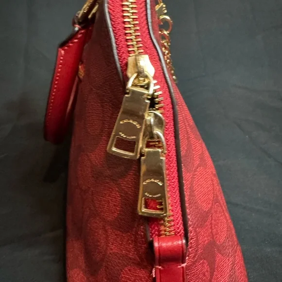 Coach Red Katy Satchel with Gold Accents - Picture 5 of 6